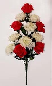 Hot Pink & Cream 12 Blooms 19" Bush Silk Flower Home Outdoor Decor Craft BP2186