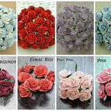Promlee Flowers 20mm #3 Open Roses 10pk - Color Set 3 - Paper Flowers - Flower Embellishments - Mulberry Paper Flowers - Handmade Flowers