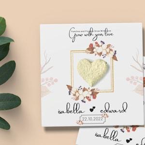 Flower Seed Paper for Wedding, Personalized Flower Seed Paper, Wedding Favors Heart, Plantable Heart