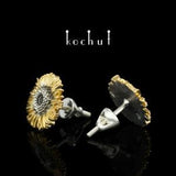 Sunflower stud Ukraine earrings. Sunflower earrings from Ukraine. Unique design. Handmade by kochut