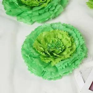 24 12" 16" 20" Mint Green and Tea Green Tissue Paper Carnation Flowers Backdrop