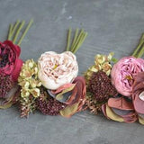 Dried Look Faux Roses Greenery Bouquet, Artificial Flowers, Vintage Autumn Winter Home Decor, Wedding Decorations, Gifts For Her, DIY Floral