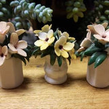 Set of 3 Capodimonte Porcelain Flower Miniatures, Miniature Flowers in Vases