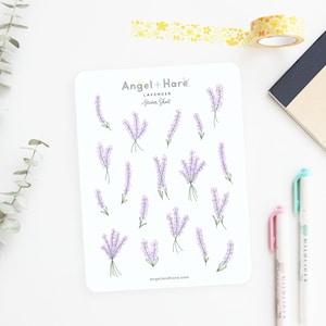 Lavender Sticker Sheet | Clear Frosted Matte Stickers Line Drawing Florals Purple Botanical Flower Leaves Cute Bullet Journal Deco Summer