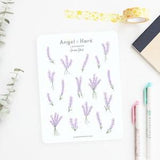 Lavender Sticker Sheet | Clear Frosted Matte Stickers Line Drawing Florals Purple Botanical Flower Leaves Cute Bullet Journal Deco Summer