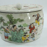 Chinese Planter, Porcelain Container w/ Lid, Storage Jar, Chinoiserie Chinese Transfer ware, Figural, Free USA Ship