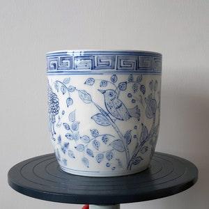 Handmade Ceramic Planter Pot, Succulent Planter Pot, Chinoiserie Pot, Blue and White Pot