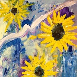 Sunflowers - Acrylic on Board - Flower Painting - Original Art - Impasto - Acrylic Painting - Small Painting