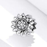 Charms for pandora bracelet, Sunflower CZ Charm, 925 Sterling Silver