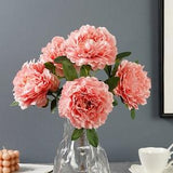 Peony Bouquet with Leaves, Artificial Flower Crafts, Living Room Floral Decor, for Bridal Bouquets, Wedding Party Arrangement Centerpieces