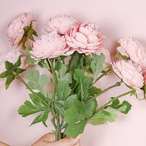 Artificial Ranunculus Stems With Leaves, Fake Flower Crafts, Wedding Party Flower Arrangements, Bridal Bouquet Fillers, Restaurant Decor