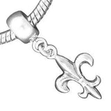 Fleur de Lis Lily Flower Saints 925 Sterling Silver European Dangle Bead Charm