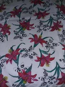 Cranston Vtg Fabric Schwartz Liebman "Lilies" Cotton Fabric 3 Yards 35"x 44"Wide