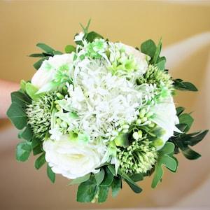 White rose bouquet Succulent bouquet Faux bouquet Bridesmaid bouquet Greenery bouquet Bride bouquet Wedding bouquet set  Flower girl bouquet