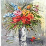 Flowers Painting Poppy Artwork Original Oil Art Rose Painting Bouquet Artwork 8x8 by annimonartstudio