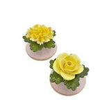 Vintage Denton China Yellow Flower Salt Pepper Shaker Set Carnation Rose England