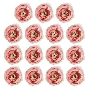 15Pcs Artificial Flower Head Fake Flowers Heads Bulk Silk Peony Heads Grey Pink