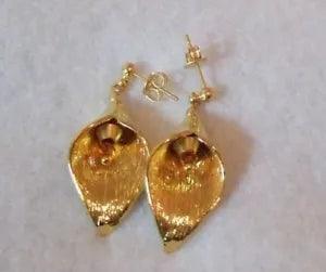 Cala Lily Metal Earrings on Gold Plated Ear Posts