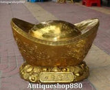 15" Bronze Fengshui Peony Lotus Chrysanthemum Plum Flower Yuanbao Wealth Money