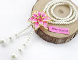 Betsey Johnson Easter Lily Flower Tassels Long Pearl Necklace Free Gift Bag