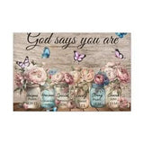 God Says You Are Peonies Flowers Jars Canvas Art