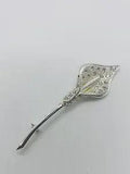 Vintage NAPIER Calla Lily Flower Brooch Rhinestones Silver Tone Signed