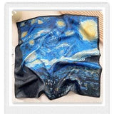 Starry Night Over the Rh?ne by Van Gogh silky scarf, Sunflowers Van Gogh shawl, Starry Night scarf. Van Gogh Gift ,55*55cm#7