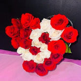 Heart Shaped Initial Rose Bouquet, Rose Bouquet, Fresh Roses, Valentines Gift, Proposal, Engagement Gift, Girlfriend Gift, Flower Bouquet,