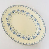 Woods Burslem Cape Cod Oval Platter Blue Cream Vintage Wood's 1940 Floral Pansy Pansies Blue and White