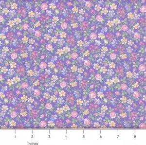 Lily Garden Country Flowers Calico Purple 100% Cotton Fabric - PICK SIZE