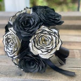 Black and white book page and filter paper rose bridal bouquet - Colors can be customized