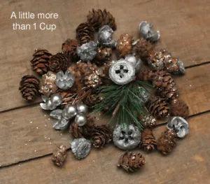 Decorative Floral Drieds and Decor Bowl Fillers with SILVER Glitter