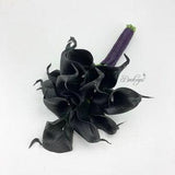 Choose Calla Lily & Ribbon Color - Pageant Bouquet, Pageant Black Calla Lily Bouquet, Real Touch Black Calla Lily Bouquet, Wedding