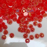 200/1000PCS  4/ 5/ 6mm AB Red Round Sunflower Crystal Halo Flatback Rhinestone BlingGems Resin Acrylic Flatback Deco Nail Art Craft