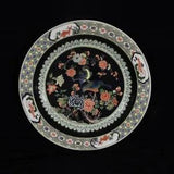 17.2" Chinese antique Qing Dynasty Kangxi Flower bird peony pattern disc