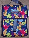 NWT Lily Bloom Navy Blue FLOWERS LILY PAD Foldover Insulated Lunch Tote Bag Pink