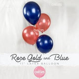 Rose Gold and Navy Blue Balloon Latex Bouquet - 11", Gender Neutral Baby Shower, Midnight Blue, Blush, Party Decor