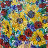 Sunflower Painting Floral Original Art Flower Wall Art Poppy painting 16x20 canvas Gift for her by DianaOriginalArt