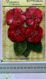 VELVET FABRIC Flower Packs - PEONY - RED -  55-60mm  + Leaves Choice Petaloo L4f