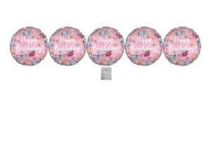 Set Of 5 18'' Peonies Flowers Satin Luxe Balloons Birthday Party Decorations