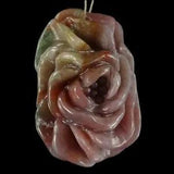 BF07505# Hand Carved Unique Peony Flower Multi-color Agate Pendant Bead Gemstone