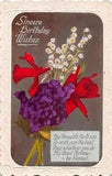Die-Cut Edges on Old Real Photo Hand Colored Birthday PC-Lily of the Valley-Viol