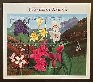 LESOTHO FLOWERS OF AFRICA STAMP SHEET 2000 MNH MOUNTAIN IMPALA LILY LANDSCAPE