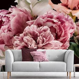 Bouquet of pink peonies, peony wallpaper, self adhesive, peel and stick floral wall mural