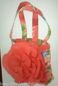 New Gymboree BURST OF SPRING Coral Watercolor Peony Flower Tote Purse Bag FLOWER