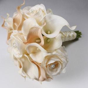 Wedding  Bouquet Real Touch Blush Pink Calla Lily Bridal Bouquet Calla Lily Bouquet Ivory Bouquet
