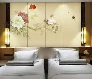 3D Peony Flowers Birds 3611NA Wallpaper Wall Murals Removable Wallpaper Fay