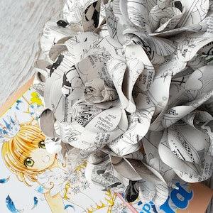Manga Book Page Paper Flower Roses - Handmade Paper Flowers - Artificial Flowers, Book Paper Flowers, Home Decor