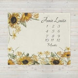 Sunflower Floral Milestone Blanket,Baby Girl Blanket,Sunflower, Baby Shower Gift, Baby Month Milestone Blanket, Baby Girl Milestone Blanket