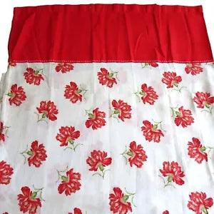 Vintage Martha Stewart Collection Fabric Shower Curtain Red Carnations Cotton
